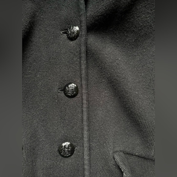 Lauren Ralph Lauren Black Cardigan Sweater Button Collar 100% Cotton Size Medium - Picture 5 of 6